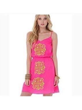 Lilly Pulitzer Jenafer Tropical Embroidered Sequin Slip Dress